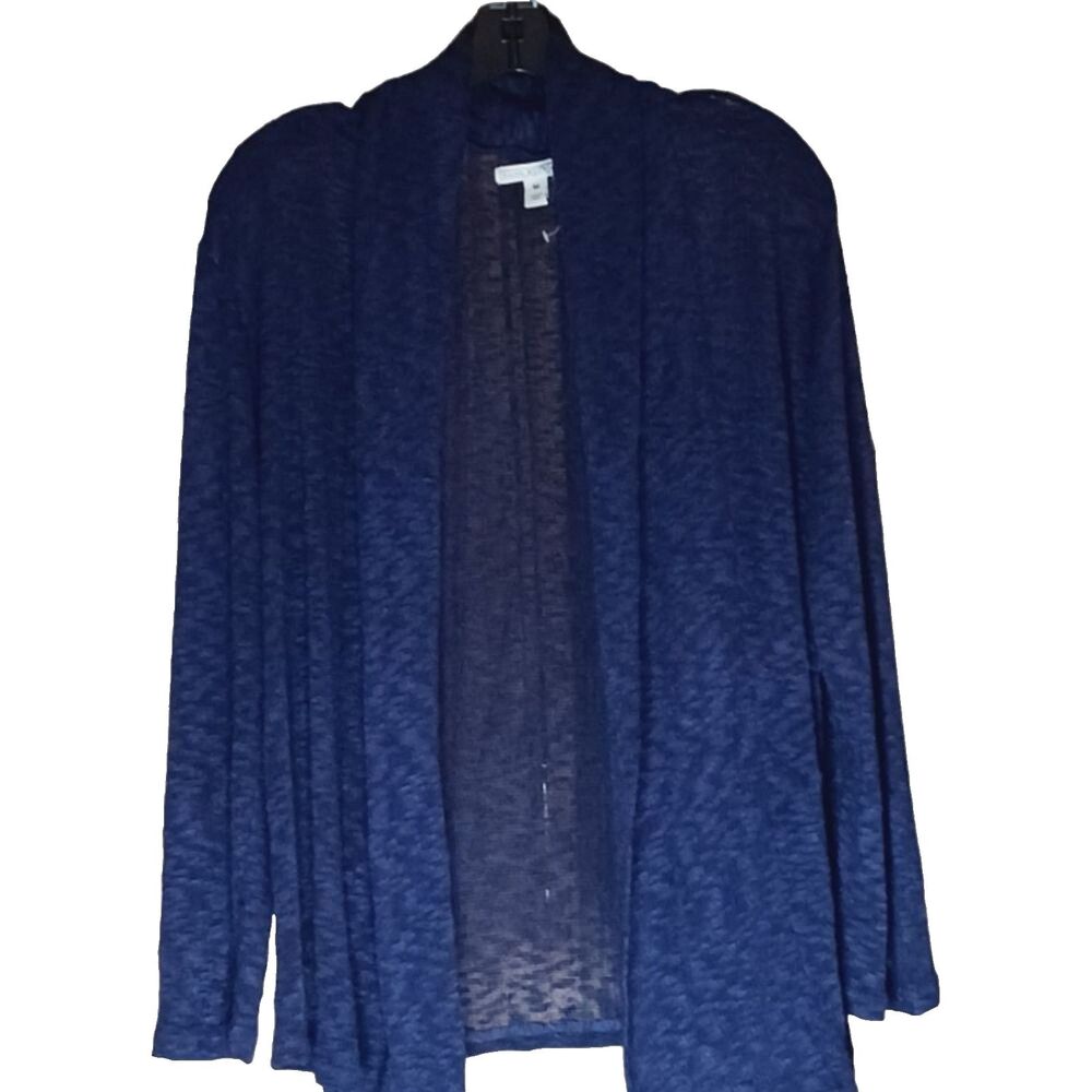 Dana Buchman Blue Cardigan Sweater Open Front Long Sl Women's M